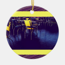 PUrple Yellow Diner Christmas Tree Ornaments