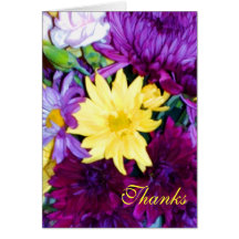 Purple & Yellow Floral Thank You Notes Greeting Cards