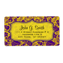 Purple & Yellow Floras And LeafsPattern-Template Personalized Shipping Labels