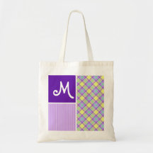 Purple & Yellow Plaid Canvas Bags