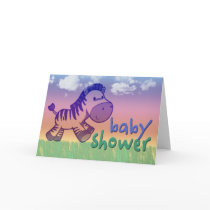 Purple zebra baby shower card