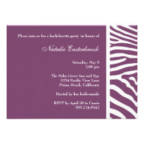Purple Zebra Bachelorette Party Invitation invitations