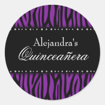Purple Zebra Diamonds Quinceanera Sticker