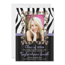 Purple Zebra Graduation Photo Announcements