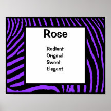 Purple Zebra Name Art Print