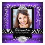 Purple Zebra Photo Quinceanera 15th Birthday Personalized Announcement