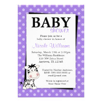 Purple Zebra Polka Dot Baby Shower Invitations invitations