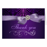 Purple Zebra Print & Bow Thank You Card
