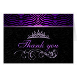 Purple Zebra Print & Swirl Thank You Card