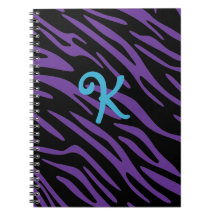 Purple Zebra Stripe Monogram Notebook