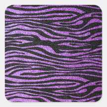 Purple Zebra stripe pattern (faux glitter bling) Square Stickers