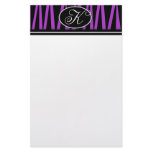 Purple Zebra Stripes Monogrammed Stationery