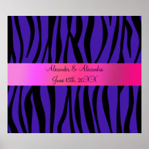 Purple zebra stripes wedding favours poster
