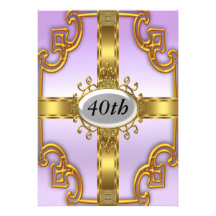 Purplel Gold Birthday Party Invitations