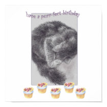 PURR-FECT  CUPCAKE FINE ART BIRTHDAY GREETING posters