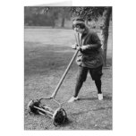 Push Reel Mower, 1910s Greeting Cards