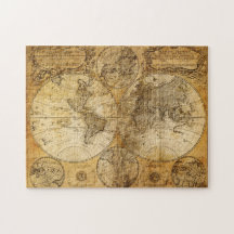 Puzzle continent de carte de Vieux Monde du 17ème 