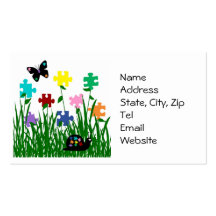 Puzzle garden with insects  business cards