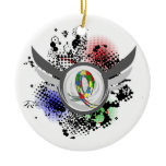 Puzzle Ribbon And Wings Autism Christmas Ornaments