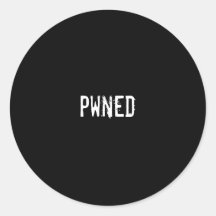 pwned round sticker