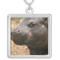 Pygmy Hippo Sterling Silver Necklace