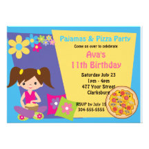 Pyjamas & Pizza Party Personalized Invite
