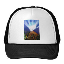 Pyramid n Blue planet with light spray painting Mesh Hat