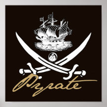 Pyrate Insignia with Ship Poster