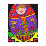 pysanka matryoshka black bground postcards