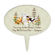 Pythagorus Vegetarian Quote Oval Cake Pick