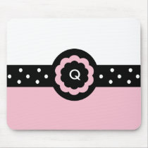 Q :: Monogram Q Dotted Pink & White Mousepad