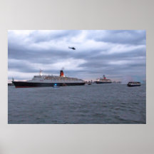 QE2 & QM2 at NYC Print