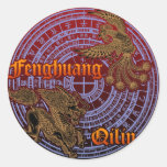 Qilin & Fenghuang 丸形シールステッカー