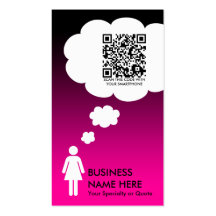 qr code thought bubble (pink fade) business cards