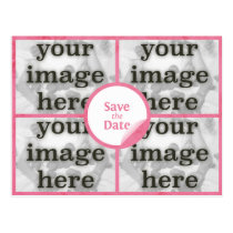 Quad Girly Pink Save the Date Postcard postcards