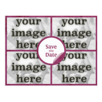 Quad Merlot Red Save the Date Postcard postcards