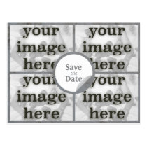 Quad Misty Grey Save the Date Postcard postcards