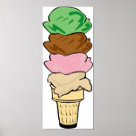 Quadruple Ice Cream Cone Poster