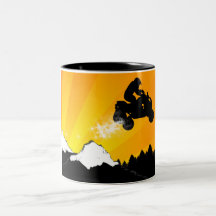 quads. orange sunset. coffee mug