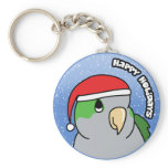 Quaker Parakeet Happy Holidays Keychain