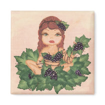Quantum Cutie Grape Vine Girl Refrigerator Magnets