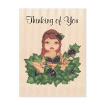 Quantum Cutie Grape Vine Girl Thinking of You Postcard