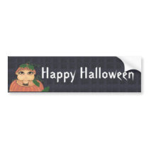 Quantum Kid in a Halloween Pumpkin Bumper Sticker