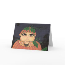 Quantum Kid in a Halloween Pumpkin Card