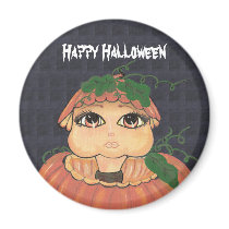 Quantum Kid in a Halloween Pumpkin Refrigerator Magnet