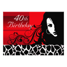 Quarantième fête d'anniversaire de fille fraîche invitations