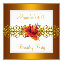 quarantième Fleur jaune blanche d'or riche d'anniv Faire-part Personnalisé