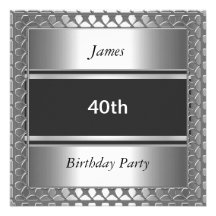 Quarantième invitation d'argent de fête d'annivers