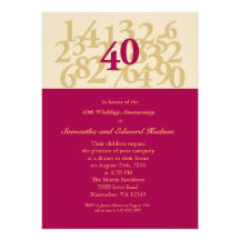 quarantième Invitation rouge d'anniversaire de mar
