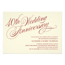quarantième Invitations d'anniversaire de mariage
